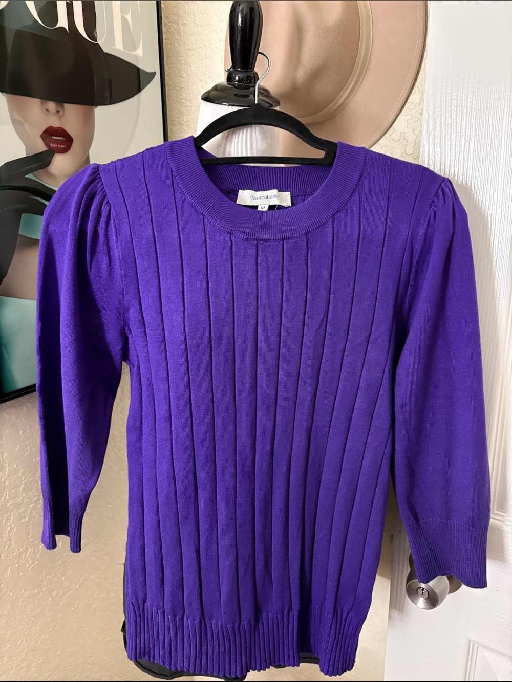 Talbots Vibrant Purple Ribbed Crew Sweater